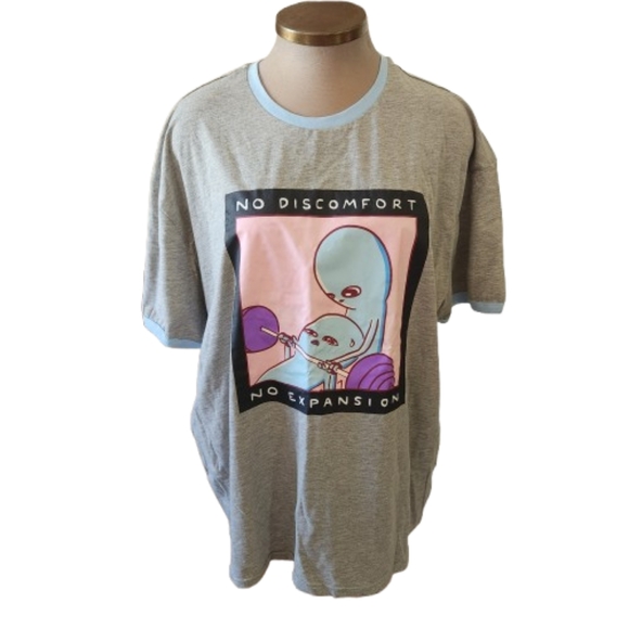STRANGE PLANET ☆ NO DISCOMFORT - NO EXPANSION ☆ RINGER TEE ☆ 3XL ☆ NWOT - Picture 2 of 9